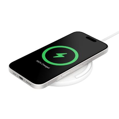Picture of Belkin BoostCharge Wireless Charging Pad + USB-C to USB-C Cable (1.5M) - White (WIA012fqWH), 15W, LED Indicator, Apple iPhone,Samsung.2 Years Warranty