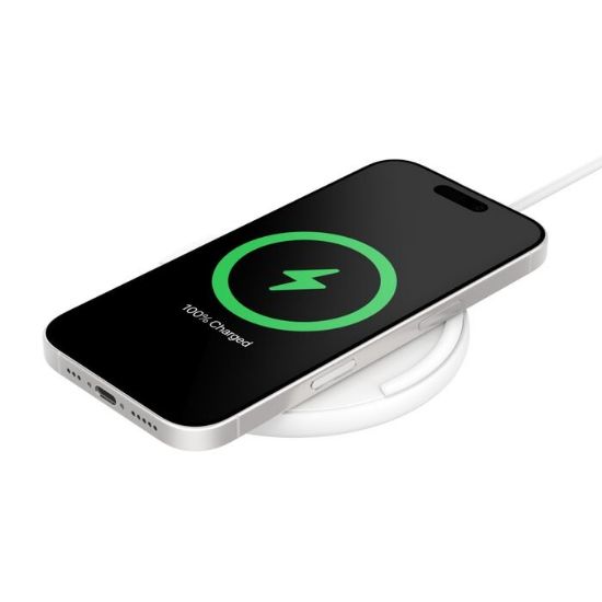 Picture of Belkin BoostCharge Wireless Charging Pad + USB-C to USB-C Cable (1.5M) - White (WIA012fqWH), 15W, LED Indicator, Apple iPhone,Samsung.2 Years Warranty