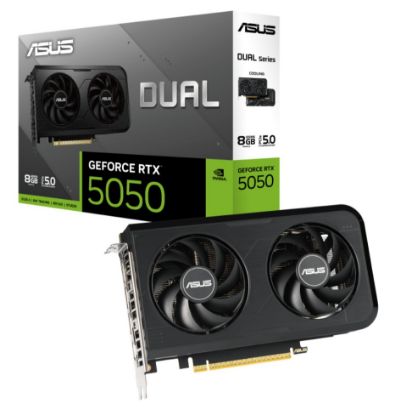 Picture of ASUS nVidia GeForce DUAL-RTX5050-8G 8GB GDDR6 2572MHz Boost Clock, RAM 20Gbps, 421AI TOPs, Digital Max Resolution 7680 x 4320
