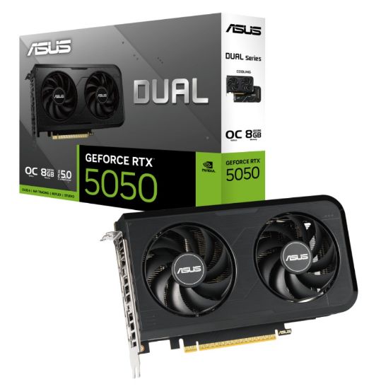 Picture of ASUS nVidia GeForce DUAL-RTX5050-O8G RTX5050 8GB GDDR6 OC Edition 2647MHz Boost Clock, RAM 20Gbps, 433 AI TOPs, Digital Max Resolution 7680 x 4320
