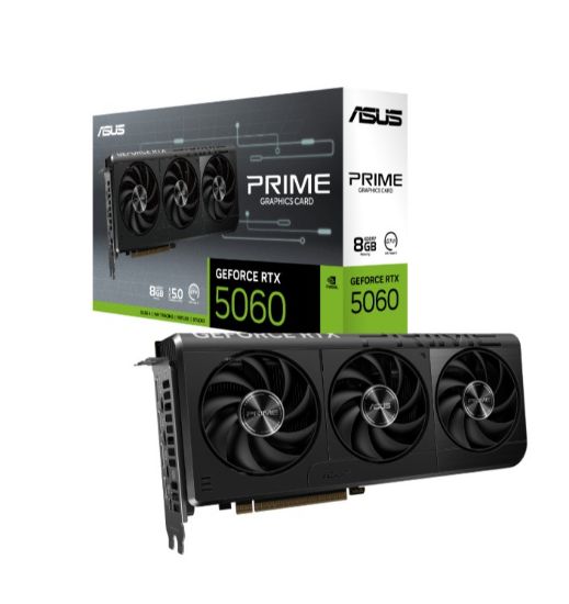 Picture of ASUS nVidia GeForce PRIME-RTX5060-8GRTX5060 8GB GDDR7 2497 MHz Boost Clock, RAM 28Gbps, 613 AI TOPs, Digital Max Resolution