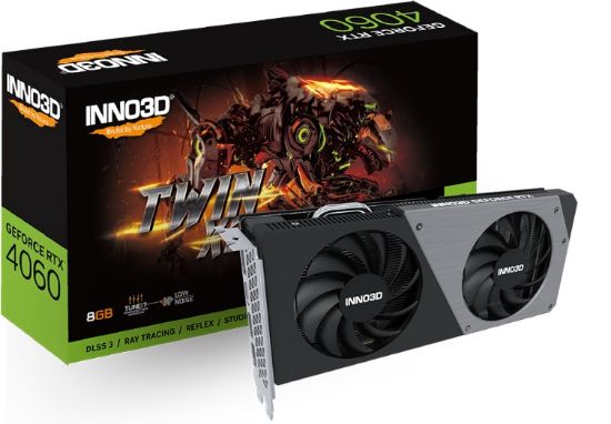 Picture of INNO3D nVidia GeForce RTX 4060 TWIN X2 V2 8G GDDR6, 2460MHz Boost Clock, RAM 17Gbps, 3xDP+HDMI, 250x118x42mm (4060)