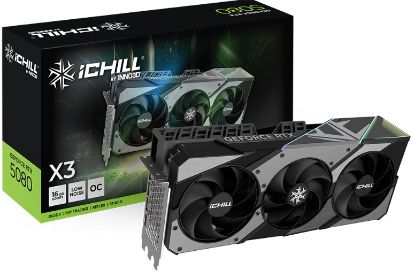 Picture of INNO3D nVidia GeForce RTX 5080 ICHILL X3 V2 16GB GDDR7 2715MHz Boost Clock, RAM 30Gbps, 3xDP, 1xHDMI , 334x148x73mm