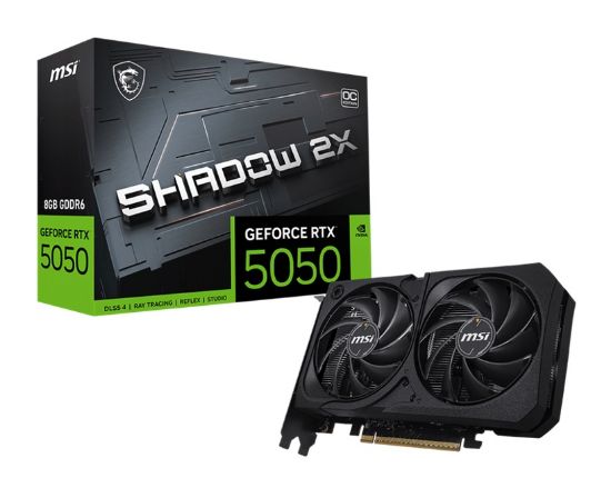 Picture of MSI nVidia GeForce RTX 5050 8G SHADOW 2X OC, Boost: 2602 MHz, CUDA 2560 Units, 8GB GDDR6, HDMI™ x 1 (embargo)