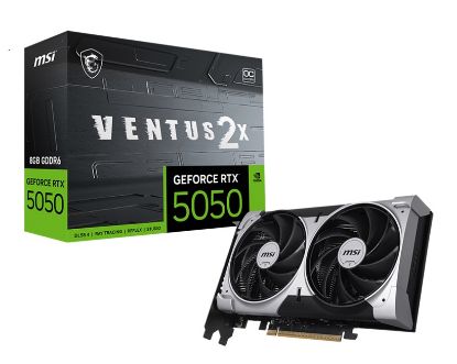 Picture of MSI nVidia GeForce RTX 5050 8G VENTUS 2X OC, Boost: 2560 MHz, CUDA 2560 Units, 8GB GDDR6, HDMI™ x 1 (embargo)