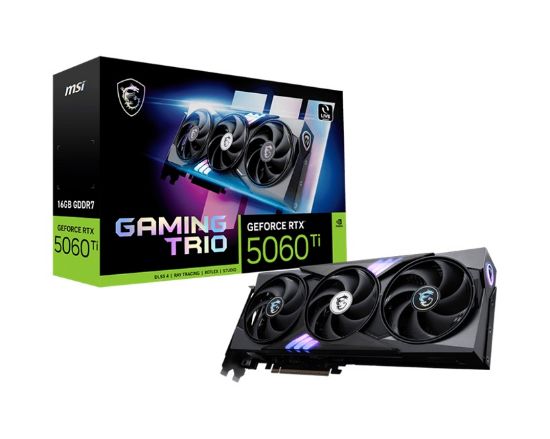 Picture of MSI nVidia GeForce RTX 5060 Ti 16G GAMING TRIO, PCI Express Gen 5x16, 28Gbps, Boost: 2572 MHz, CUDA 4608 Units, 16GB GDDR7, HDMI™ x 1