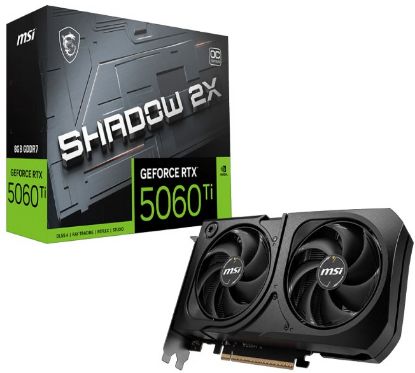 Picture of MSI nVidia GeForce RTX 5060 Ti 8G SHADOW 2X OC PLUS, Boost: 2482 MHz, CUDA 8960 Units, 8GB GDDR7, HDMI™ x 1 (embargo)