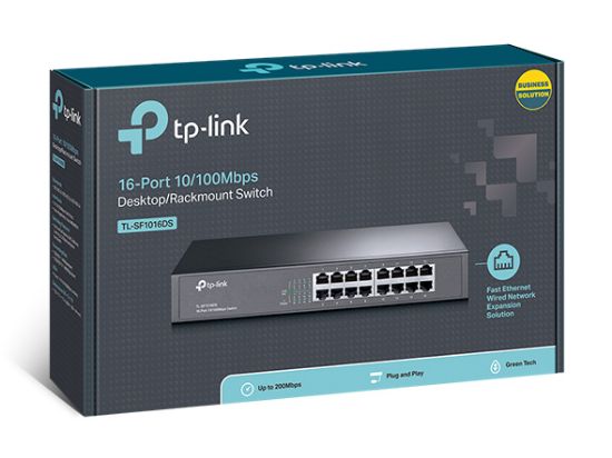 Picture of TP-Link TL-SF1016DS 16-Port 10/100Mbps Smart Switch or wall-mounting design Plug and play 3.2Gbps Switching Capacity Auto-MDI/MDIX Supports MAC(LS)