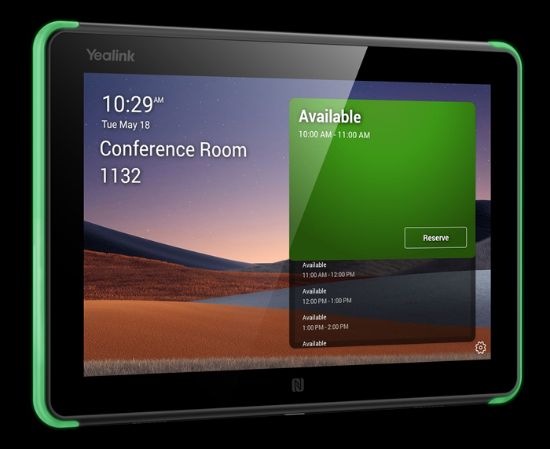 Picture of Yealink Roompanel Android based Scheduling Panel 8-inch, flush mount kit for wall or glass, 20° Tilt, PSU included, Yealink Platform, Microsoft Teams,