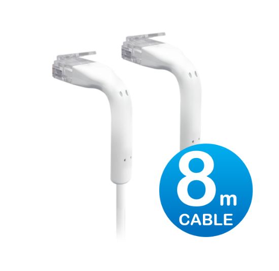 Picture of UniFi Patch Cable 8m White, Both End Bendable to 90 Degree, RJ45 Ethernet Cable, Cat6, Ultra-Thin 3mm Diameter U-Cable-Patch-8M-RJ45