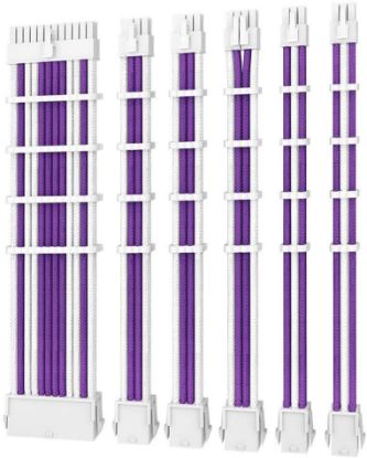 Picture of Antec PSU -  Sleeved Extension Cable Kit V2 - Purple / White. 24PIN ATX, 4+4 EPS, 8PIN PCI-E, 6PIN PCI-E, Compatible with Standard PSU (LS)