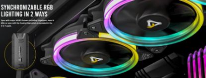 Picture of Antec Neon 12CM ARGB 3 Pack + Controller - Full Spectrum ARGB Spiral Visual appealing & Heat dissipation, Hydraulic,  4P PWN, 3P PWR, 120mm Case Fan