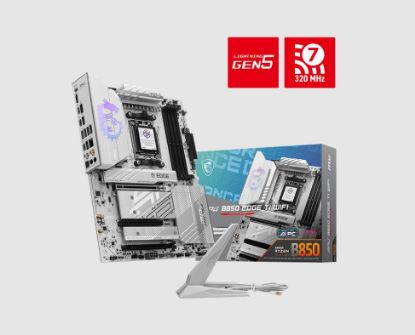 Picture of MSI B850 EDGE TI WIFI, AMD B850, 4x DDR5 256GB, 1x HDMI, 3x PCI-E x16 slot, 4x M.2, 8x 4x USB 2.0, Wi-Fi 7