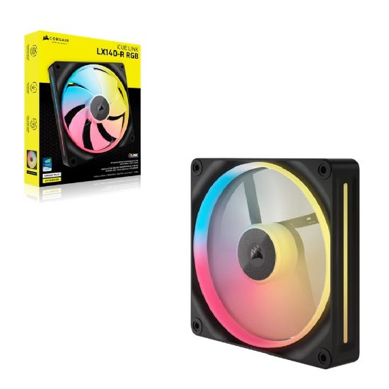 Picture of Corsair iCUE LINK LX140-R RGB 140mm PWM Reverse Fan Expansion Single Pack - Black: 90.6 CFM, 2000 RPM, 38.3 dBA, 0.45A, Static Pressure, Magnetic Dome