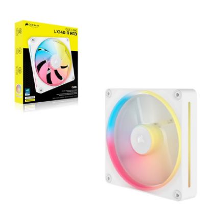 Picture of Corsair iCUE LINK LX140-R RGB 140mm PWM Reverse Fan Expansion Single Pack - White: 90.6 CFM, 2000 RPM, 38.3 dBA, 0.45A, Static Pressure, Magnetic Dome