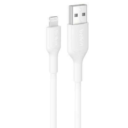Picture of Belkin BoostCharge Lightning to USB-A Cable (1M) - White (CAA019fq1MWH), 2.4A/15W, 480Mbps, 300K+ Bends, Apple iPhone, iPad, 2 Years Warranty