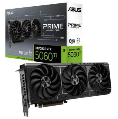 Picture of ASUS nVidia GeForce PRIME-RTX5060TI-8G RTX 5060 Ti 8GB GDDR7  2572MHz Boost Clock, RAM 28Gbps, 759 AI TOPs, Digital Max Resolutio