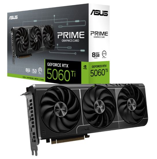 Picture of ASUS nVidia GeForce PRIME-RTX5060TI-8G RTX 5060 Ti 8GB GDDR7  2572MHz Boost Clock, RAM 28Gbps, 759 AI TOPs, Digital Max Resolutio