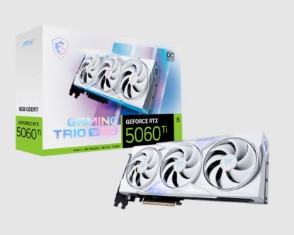 Picture of MSI nVidia GeForce RTX 5060 Ti 8G GAMING TRIO OC WHITE, PCI Express® Gen 5 x 16, Boost: 2647 MHz, CUDA 4608 Units, 8GB GDDR7, HDMI™ x 1