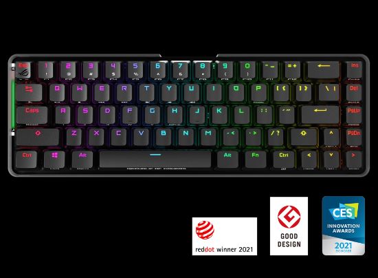 Picture of ASUS M601 ROG FALCHION NX Red Switch Compact 65% Wireless Mechanical Gaming Keyboard, 68 Keys, Interactive Touch panel, 450 Hours, ROG NX Switches, RG