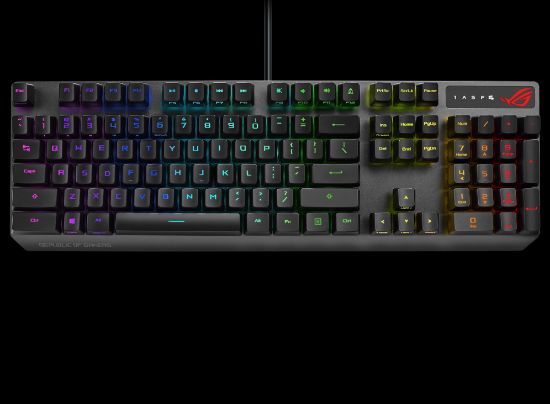Picture of ASUS XA05 ROG STRIX SCOPE RX Blue Switch Optical Gaming Keyboard for FPS, RGB, USB 2.0 Passthrough, Alloy Top, Stealth Key,