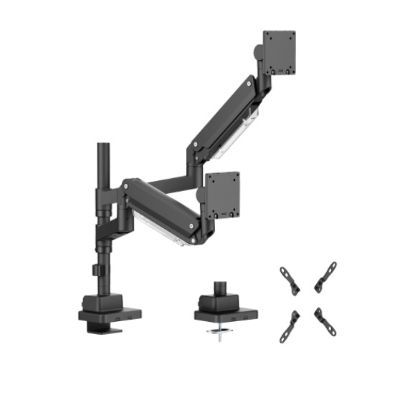 Picture of Brateck LDT80-C024P Matte Black Super Heavy-Duty Pole-Mounted Gas Spring Dual Monitor Arm For most 24'-57' Monitors (LS)