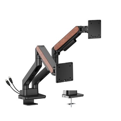 Picture of Brateck LDT81N-C024UC Fusion Heavy-Duty Gas Spring Dual Monitor Arm with USB-A/USB-C Ports For most 17'~35' Monitors, Fine Texture Black(New)