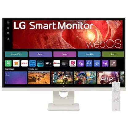 Picture of LG 27' 4K UHD IPS Smart Monitor: 3840×2160  (4K UHD), 5 ms response time, 60Hz refresh, ~400‑nit brightness, USB‑C / HDR400, height/tilt pivot stand