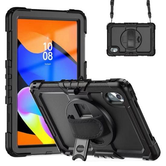 Picture of USP Rugged Lenovo Idea Tab 11 (11') Case Black - Built-in-Kickstand, Adjustable Hand Strap, Shoulder Strap, Raised Edges, DropProof, 3 Year Warranty