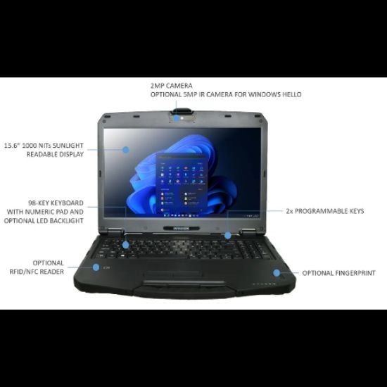Picture of DURABOOK S15, 15' FHD, Intel® Core™ i7-1255U, Windows 11, 16GB RAM,  512GB SSD,Wi-Fi 6E, Bluetooth v5.3, 2MP Front Camera, 3 year Warranty
