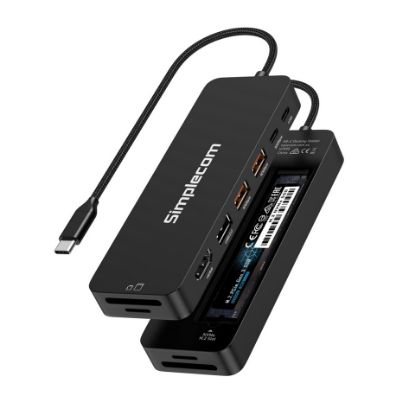 Picture of Simplecom CHT595 9-in-1 USB-C Multiport Docking Station with NVMe M.2 Enclosure 2xUSB-A 10Gbps, USB-C 10Gbps, HDMI 2.0 4K@60Hz, SD/MicroSD, PD100W