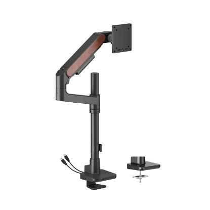 Picture of Brateck LDT81N-C012UCP Fusion Heavy-Duty Pole-Mounted Gas Spring Monitor Arm with USB-A/USB-C Ports For most 17'~49' Monitors, Fine Texture Black(New)