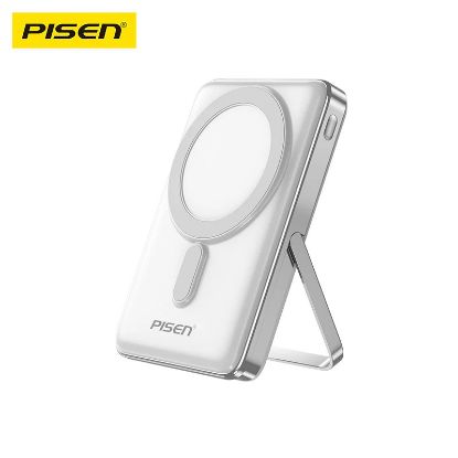 Picture of Pisen 30W CCC-Certified 10K (10000mAh) Wireless Power Bank with Holder - 15W Wireless, LED Display, PD QC 3.0 Fast Charge, Overvoltage Protection