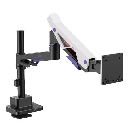 Picture of Brateck LDT95-C012UCP Atlas Neo Gaming Pole-Mounted Monitor Arm with USB-A & USB-C Ports For most 24'~57' Monitors, Matte Black & White (new)