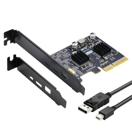 Picture of Simplecom EC365 PCIe x4 to 2-Port USB 3.2 Gen II Type-C with Mini DisplayPort Input for USB-C DP Alt Mode Expansion Card