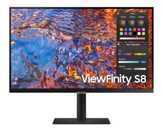 Picture of Samsung 27' S8 4K FHD Monitor 60Hz IPS Flat 3840x2160 16:9 5ms 350 nits 1xDP1.4 1xHDMI2.0 LAN 1xUSB-C (90W) Hub 3.0x3 HAS VESA 3YR WTY