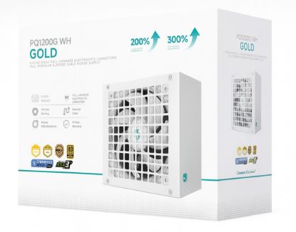 Picture of DeepCool PQ1200G WH 1200W Gamer Storm 80+ Gold/Cybenetics Fully Modular ATX Power Supply 120mm Fan, Japanese Capacitors, DC to DC, ATX12V V3.1,