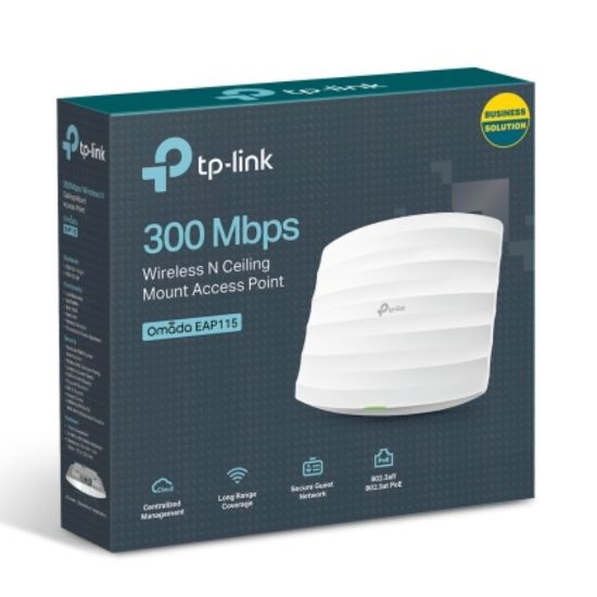 Picture of TP-Link EAP115 Omada 300Mbps Wireless N300 Ceiling Mount Access Point 1x RJ45 Port PoE 2x3dBi Omni Internal Antenna