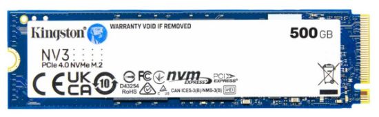 Picture of Kingston SNV3S NV3 500G PCle 4.0x4 NVMe M.2 2280 SSD 5000/3000MB/s 3D HAND compaitible Notebook and SFF 5Y Limited