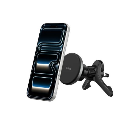 Picture of Belkin Magnetic Wireless Car Charging Vent Mount With Qi2 Black -  (WIC010fqBK), Soft-Touch, USB-C to USB-C, Prevent Scratches, 2 Years Warranty