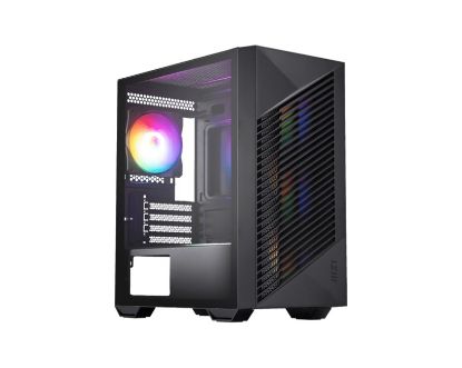 Picture of MSI PRO FORGE M050A Mini-Tower, mATX/ITX, GPU 300mm, CPU 160mm, PSU 170mm, 4 slots, 4×RGB fans, 2×2.5', 2×3.5', 120/240mm top rad, 388×200×423mm