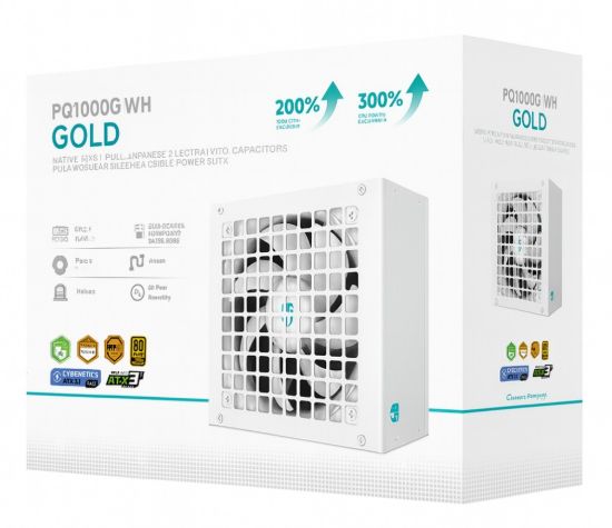 Picture of DeepCool PQ1000G WH 1000W Gamer Storm 80+ Gold/Cybenetics Fully Modular ATX Power Supply 120mm Fan, Japanese Capacitors, DC to DC, ATX12V V3.1,