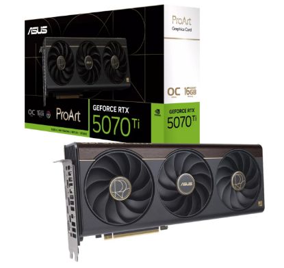 Picture of ASUS nVidia GeForce PROART-RTX5070TI-O16G RTX 5070 Ti OC Edition 16GB GDDR7 2588MHz Boost Clock 28 Gbps 256-bit Digital Max Resolution 7680 x 4320