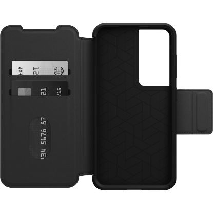 Picture of OtterBox Strada Samsung Galaxy S23 5G (6.1') Case Black - (77-91181), DROP+ 3X Military Standard, Leather Folio Cover, Card Holder, 7 Years Warranty