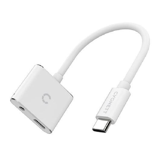 Picture of Cygnett Essentials USB-C to 3.5MM Audio & USB-C Female Fast Charge Adapter - White (CY2866PCCPD), Wide- Ranging compatibility, 2 Years Warranty