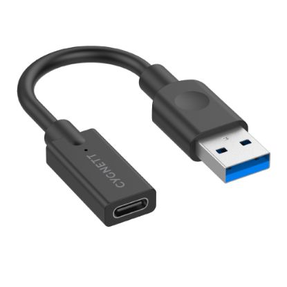 Picture of Cygnett Essentials USB-A Male to USB-C Female (10CM) Cable Adapter - Black(CY3321PCUSA),5GBPS Fast Data Transfer,Compact Design, 2 Years Warranty