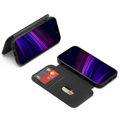 Picture of Cygnett MagWallet Apple iPhone 16 Pro (6.3') Case -Black(CY5022MAGWT),360° Protection,Multi-Angle,3x Card Slots,4FT DropProof,2 Years Warranty