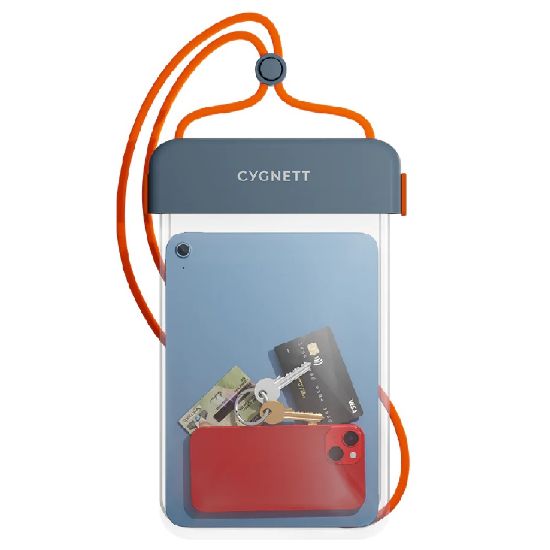 Picture of Cygnett AquaGuard Universal Waterproof Tablet Pouch - (CY4411CYWPP) Dust & Sand Protection,Fits Tablet up to 11',Adjustable lanyard, 2 Years Warranty