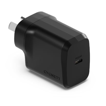 Picture of Cygnett PowerPlus 20W USB-C PD Fast Wall Charger - Black(CY4733PDWCH), Palm-Size, Portable,Best for iPhone,Samsung & USB-C Devices,2 Years Warranty