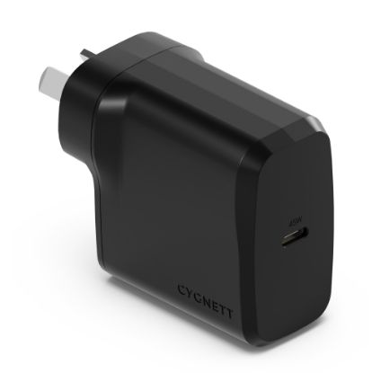Picture of Cygnett PowerPlus 45W USB-C PD GaN Fast Wall Charger -Black(CY4739PDWCH), Portable,Best for iPhone,Samsung's PPS & USB-C Devices, 2 Years Warranty
